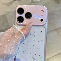 Coque de téléphone transparente en TPU époxy à paillettes et sequins, à changement instantané, pour iPhone 17, 16, 15, 14 Pro Max, avec grande fenêtre de protection de l'appareil photo