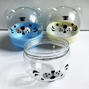 Bocaux en plastique transparent pour animaux de compagnie, avec double couvercle, motif de tigre de dessin animé, qualité alimentaire, OEM, 70 mm, 300 ml, 450 ml, 600 ml, impression personnalisée - Product Image 2