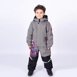 ชุดสกีสไปเดอร์แมนสำหรับเด็ก, แฟชั่นต่อกันสีดำและน้ำตาลพร้อมด้วยคุณสมบัติกันน้ำที่ระบายอากาศและปิดด้วยซิป - Product Image 2