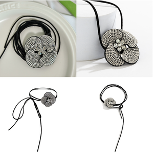 Lüks uzun halat zincir tam taklidi gül çiçek klavikula gerdanlık kolye kadınlar çar Adjustable ayarlanabilir ilmek bağlantı takı - Product Image 6