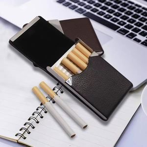 Étui à cigarettes fin en cuir PU, portable, de poche, pour cigarettes et cartes, avec fermeture magnétique luxueuse, boîte de transport pour cigarettes - Product Image 4