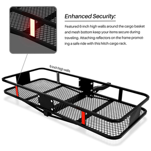 60"x 24"x 6" Vehicle Car SUV Van Truck Folding Rear Trailer Hitch Mount Cargo Carrier Basket For 2" Receiver