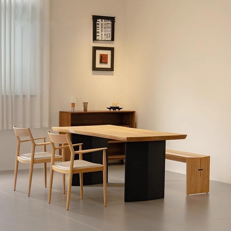 Premium red oak tabletop carbon steel table legs