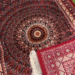 <span class=keywords><strong>Tappeto</strong></span> Persiano Rosso Borgogna in Modal con <span class=keywords><strong>Frange</strong></span>, <span class=keywords><strong>Tappeto</strong></span> Orientale da Preghiera Mandala, Vendita all'Ingrosso 80*120cm - Product Image 5