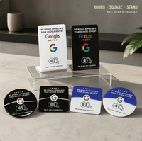 Carte de commentaires Google 10 cm, mémoire 512 octets, autocollant de table en PVC, carte de rétroaction NFC215 avec détection inductive pour usage en restaurant