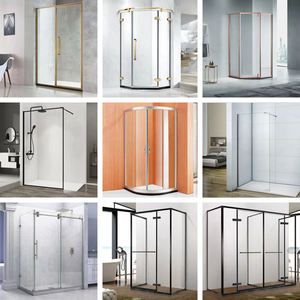 Bandeja rectangular de vidrio transparente moderna, sin marco, vidrio templado recto, cuarto de <span class=keywords><strong>ducha</strong></span>, deslizante, plegable, puerta de baño, pantalla de cabina - Product Image 6