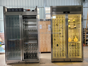 Frigorifero Cantinetta Vino in Acciaio Inossidabile con Ripiani Personalizzabili in Legno e Metallo, da Incasso o Libera Installazione per Casa e Ristorante - Product Image 3