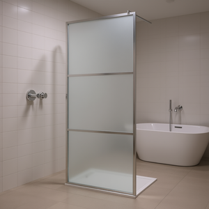 Paroi de douche en verre ESG givré 35,4x76,8 pouces avec cadre, écran de douche minimaliste finition argent - Product Image 2