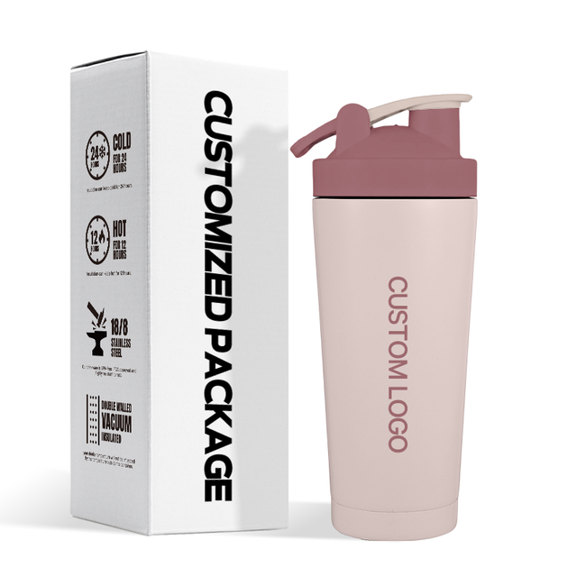 Fitness Custom Logo Stainless Steel 750ml Black Large Shaker Gym Bottle with Storage Compartment