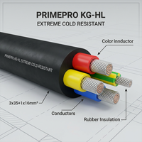 Câble en caoutchouc PrimePro KG-HL -60°C à +50°C GOST 24334-80 Classe 5 Câble d'alimentation flexible en cuivre étamé IP68 660V/1000V pour l'exploitation minière