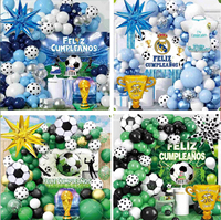 1 Tema Sepak Bola Feliz Cumpleanos Latar Belakang Kain Poster Jersey Sepak Bola Balon Garland Arch Kit untuk Dekorasi Pesta