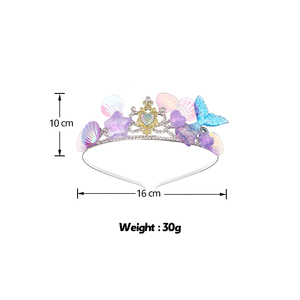 Bestseller Party Festival Kristall-Haarreif Mädchen Prinzessin Party Dekorationen Muschel Seestern Meerjungfrau Tiara Krone für Kinder - Product Image 3