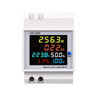 D52-2066 Din Rail Multi-fungsi Digital AC Energy Meter Layar LCD Berwarna Pengukur Tegangan Arus Faktor Daya Frekuensi Kwh Monitor