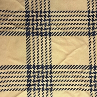 Tissu imprimé numérique à carreaux pied-de-poule beige et bleu marine classique, motif vintage pour chemisiers, costumes, jupes et vestes