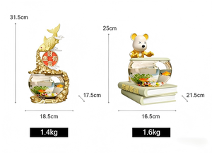 Mini aquarium de <span class=keywords><strong>bureau</strong></span> en résine sur le thème des animaux, décoration esthétique pour petits espaces - Entretien facile, design peint à la main - Product Image 6