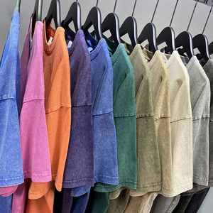 Hommes Street Wear coton t-shirt personnalisé 250 Gsm Vintage acide lavage t-shirt poids lourd surdimensionné blanc t-shirts - Product Image 3