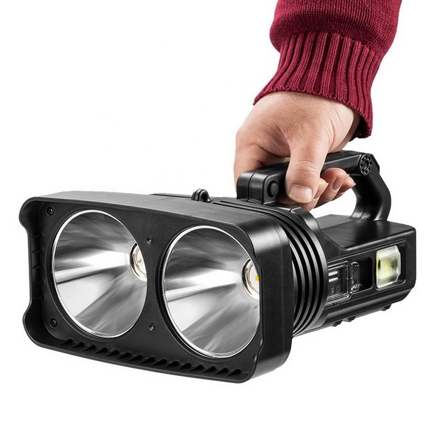 Double XHP50 LED Big Flashlight Super Bright High Power Dual Lamp Searchlight Portable Emergency Red Blue Flash Light Outdoor