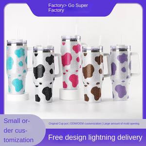 40oz Cross-Border Diamond Insulated Double Wall Stainless Steel Tumbler Print Straw Lid Customizable Logo Portable Thermos - Product Image 2