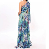 SS097 2026 Nouvelle Robe Longue Plissée en Mousseline Imprimée Florale Style Bohème de Vacances Épaules Dénudées pour l'Été Transfrontalier