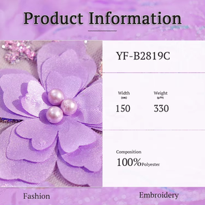 Di alta qualità all'ingrosso multicolore Glitter tessuto di maglia stampa e fascino elegante lavoro a mano 3d ricamato tessuti per il vestito - Product Image 2