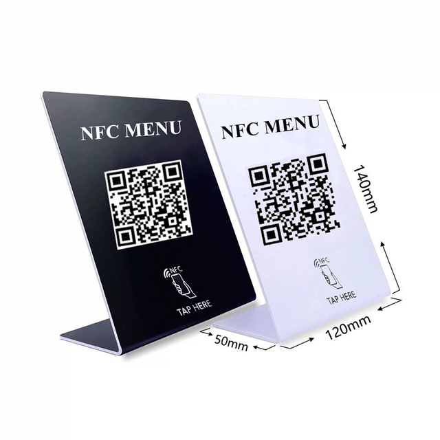 Customizable NFC QR Google Review Tap Tag Table Menu Booklet 13.56MHz RFID Chip Stand for Restaurant Hotel Business Card