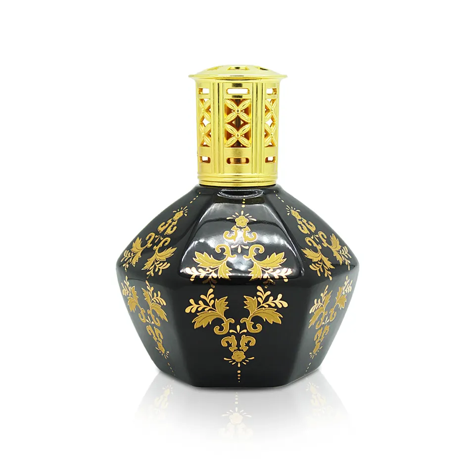 Lampe aromatique Parfum Brûleur d'huile essentielle Brûleur d'encens Diffuseurs d'arômes en verre Bouteille avec couvercle épais