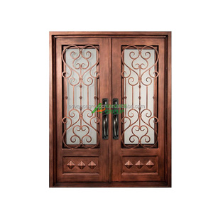 Puerta <span class=keywords><strong>de</strong></span> <span class=keywords><strong>entrada</strong></span> <span class=keywords><strong>de</strong></span> hierro principal eléctrica personalizada, puerta <span class=keywords><strong>de</strong></span> diseño <span class=keywords><strong>de</strong></span> Villa, puerta principal individual, precio - Product Image 5