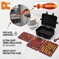 Kit d'outils d'électricien isolés VDE 49 pièces 1000V haute tension, personnalisable OEM, pour réparation électrique domestique, avec tournevis isolés