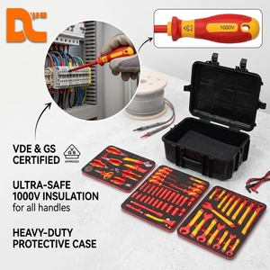 Set di Attrezzi per Elettricisti VDE Isolati 49 Pezzi 1000V Alta Tensione, Kit di Riparazione Elettrica Domestica Personalizzato OEM con <span class=keywords><strong>Cacciaviti</strong></span> Isolati - Product Image 1