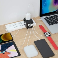Soket Adaptor perjalanan Universal, soket Adaptor Global ponsel USB pengisi daya Cepat PD dengan 4USB dan 1 Tipe C