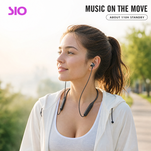 <span class=keywords><strong>Auricolari</strong></span> Wireless 5.2 con Fascia da Collo, 11 Ore di Riproduzione, 9 Ore di Conversazione, 110 Ore in Standby, Altoparlante da 10mm per Sport, Corsa, Palestra, Allenamento - Product Image 1