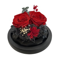 Bunga Mawar Awet Bentuk Hati dalam Kubah Kaca - Hadiah Natal, Festival Qixi, Hari Valentine; Stok Grosir Tersedia Model China 059