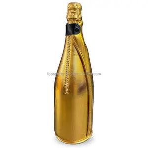 Shiny Gold Neoprene Champagne Bottle Cover Insulated 750 Ml Silver Neoprene Sparkling Wine Bottle Cooler Sleeve