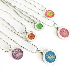 Collar con Medalla Católica Personalizada, Esmalte de Colores, San Cristóbal, Cadena de Bolas, Joyería Religiosa, Recuerdo, Medidor de <span class=keywords><strong>Cristo</strong></span> para Viajes - Product Image 5