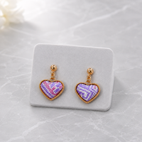 Boucles d'oreilles cœur chics pour femmes, bijoux pendantes en textile tissé pour les sorties, les fêtes et les occasions spéciales
