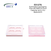 Palette de fards à paupières en plastique PS recyclé en forme de cœur (4 compartiments) avec couleurs personnalisées, emballage cosmétique pour fards à paupières et blush