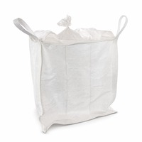 Sac FIBC pour poudres et granulés, à quatre panneaux, avec sangles de levage demi-boucle, bec verseur supérieur et inférieur, et poches pour chariot élévateur