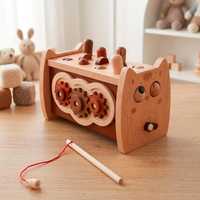 Kubus Aktivitas Kayu Beech Multi-Aktivitas Edukasi Dini Montessori Ramah Lingkungan Usia 1+ 2-4 Tahun 5-7 Tahun Beiyang