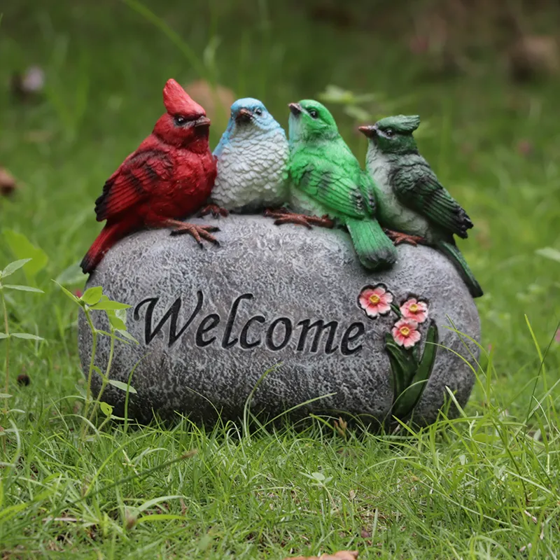 Sculpture taille personnalisée décoration statue d'animal petite taille oiseau bienvenue statue en pierre pour jardin