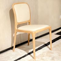 Chaise de salle à manger moderne en bois massif avec dossier rembourré en cuir, chaise ergonomique en bois pour la maison, le restaurant, l'hôtel, le café, noir et blanc