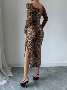 Abito lungo da donna leopardato con stampa tigre lungo abito Casual aderente da sera abiti Sexy intrecciati traspiranti per la primavera estate - Product Image 4