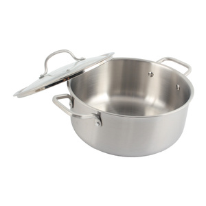 Factory Custom Tri-Ply Stainless Steel Casserole Stock <b>Pot</b> with Tempered Glass Lid Heavy Duty <b>Induction</b> Soup <b>Pot</b> - Product Image 2