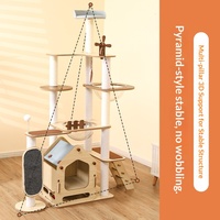 Arbre à chat de luxe personnalisé en bois avec griffoir en sisal en forme de moulin à vent