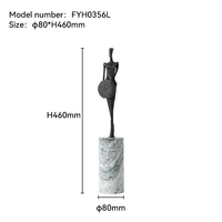 Sculpture moderne abstraite de figure humaine en bronze noir avec base en marbre vert, décoration d'intérieur, ornement, vente en gros