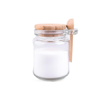 Pot en verre transparent pour sel, gel douche, produits de beauté et miel d'abeille, avec cuillère en bambou et couvercle en liège, 100ml 250ml USA, économique