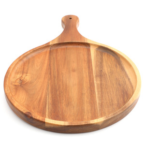 Tabla de cortar redonda de madera maciza de 2 cm de grosor para pizza, pan, frutas y carne. - Product Image 3