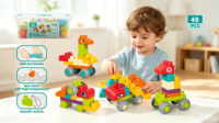 Ensemble de blocs de construction souples pour tout-petits avec grandes briques flexibles, bords arrondis sécurisés, jeu créatif d'éveil précoce