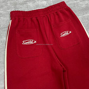 Survêtements amples et lourds personnalisés, ensemble sweat-shirt à col montant zippé et pantalon de survêtement, coton rayé, broderie, survêtements pour hommes - Product Image 4