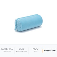 Trousse à crayons en peluche ronde, tube de 20 cm x 7 cm de diamètre, fermeture éclair longitudinale, étui à crayons personnalisé avec logo cousu, mignon, vente en gros