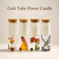 Kaarsen van kurk, glas, gelei, was, gedroogde bloemen, fruit, geconserveerde roos, lavendel, sinaasappelschijfjes, dubbele laag, set